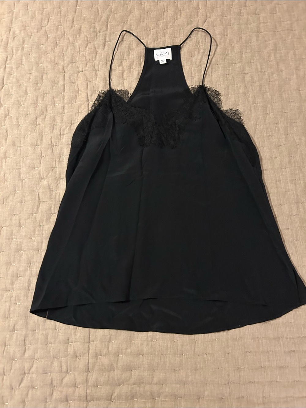 Cami NYC Black Silk Lace-Trim Cami